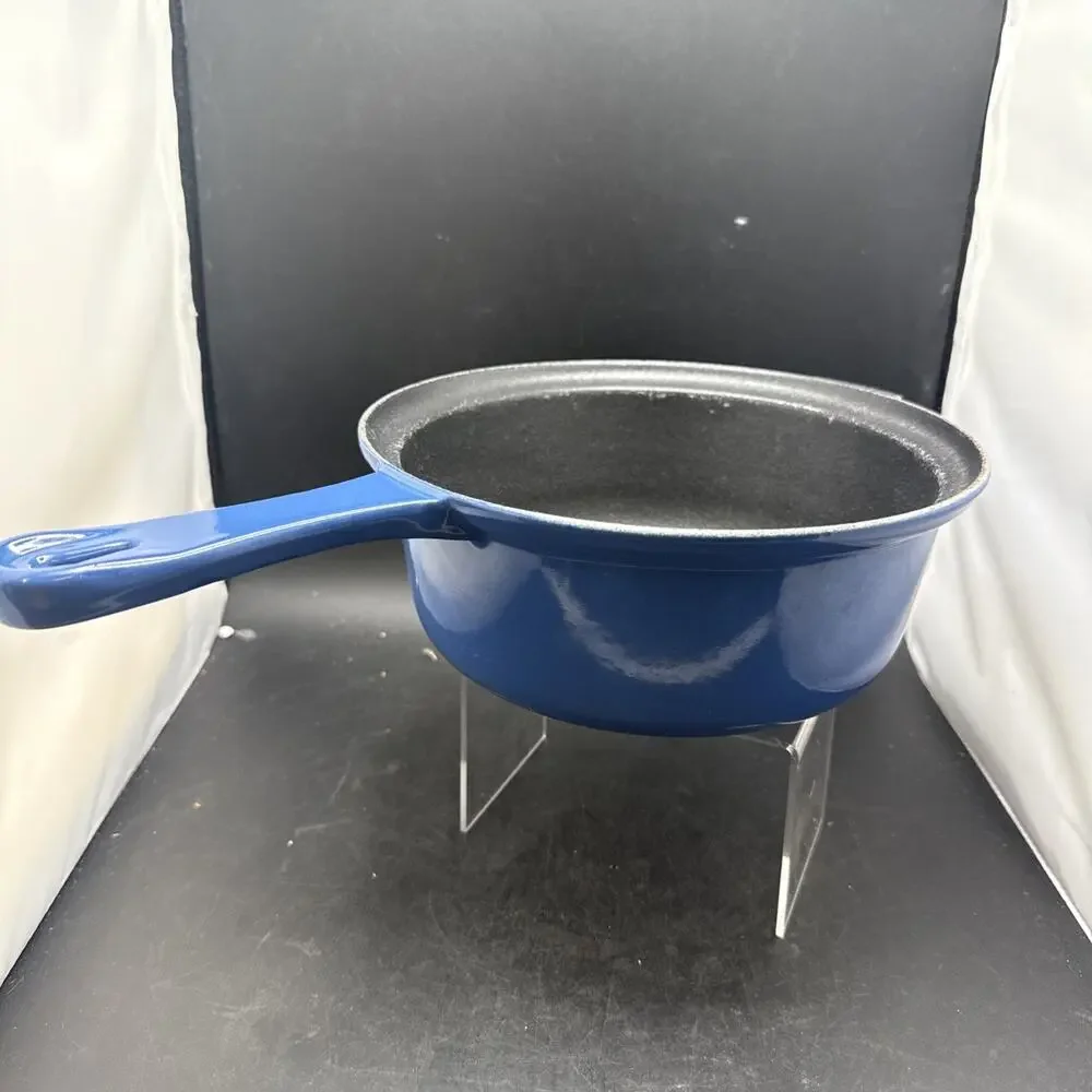 Le Creuset 22 Blue Enameled Cast Iron Saucepan Skillet Pan Made in France